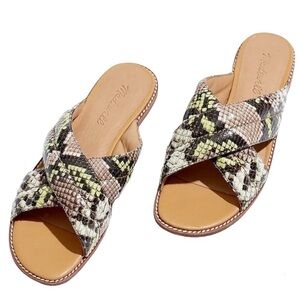 Madewell Skyler snake print/animal print slides sz8